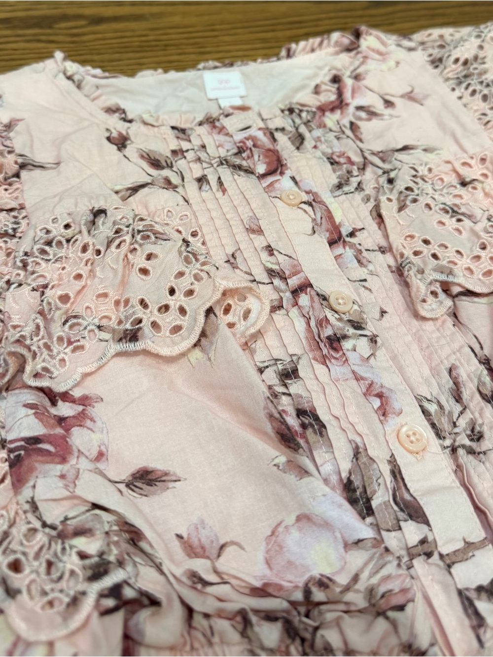 Girls Floral Eyelet Ruffle Top - Picture 2 of 4